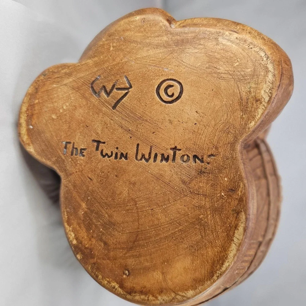 Vintage Twin Winton Grandmas Cookies Barrel Ceramic Cookie Jar Brown Handpainted